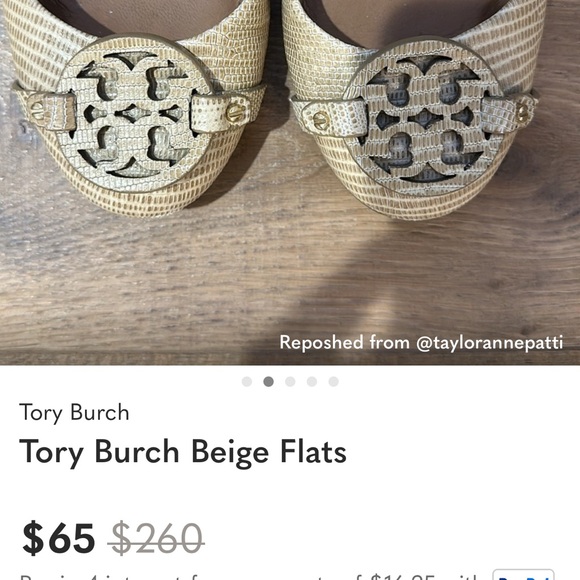 Tory Burch Gold Textured Flats - Picture 2 of 5